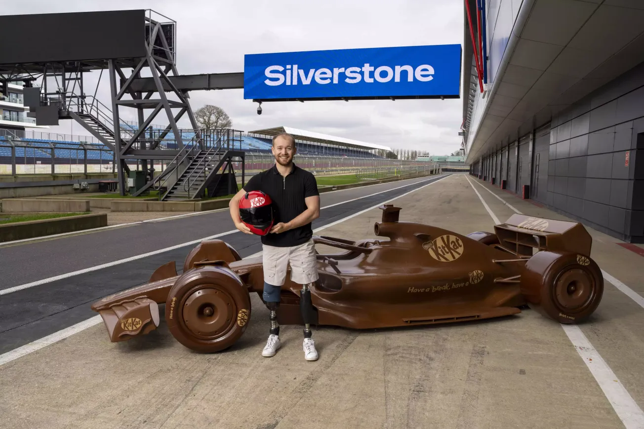 KitKat kicks off Formula One season with chocolate race car