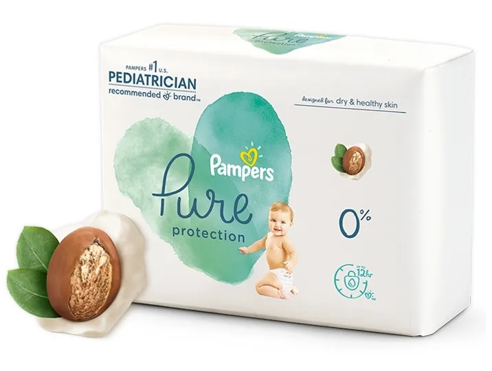 Pampers Pure features plant-based liner enriched with shea butter